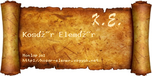 Kosár Elemér névjegykártya