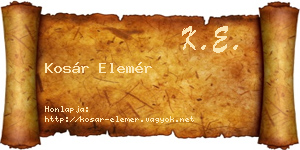 Kosár Elemér névjegykártya